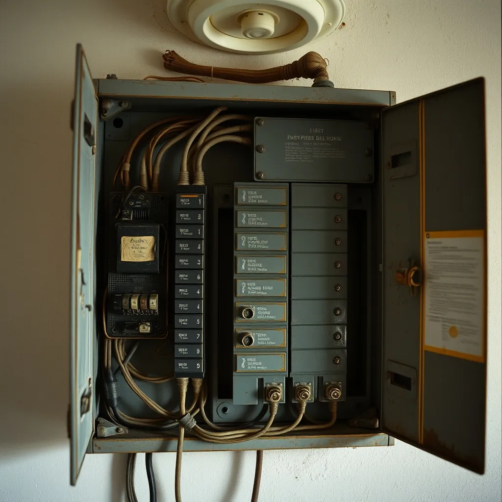 Tableau électrique vétuste des années 70 : source fréquente de coupures avec un compteur Linky