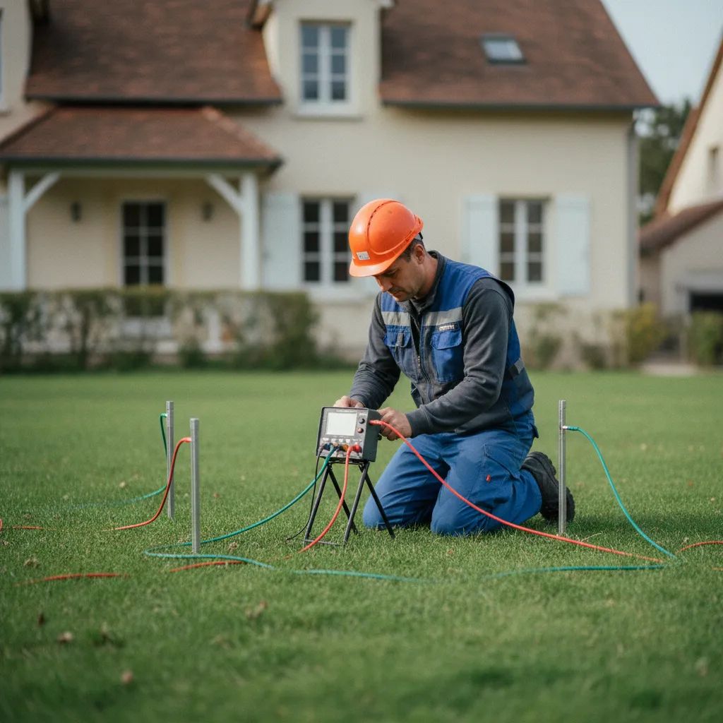 Mesure de la résistance de terre au telluromètre avec piquets auxiliaires