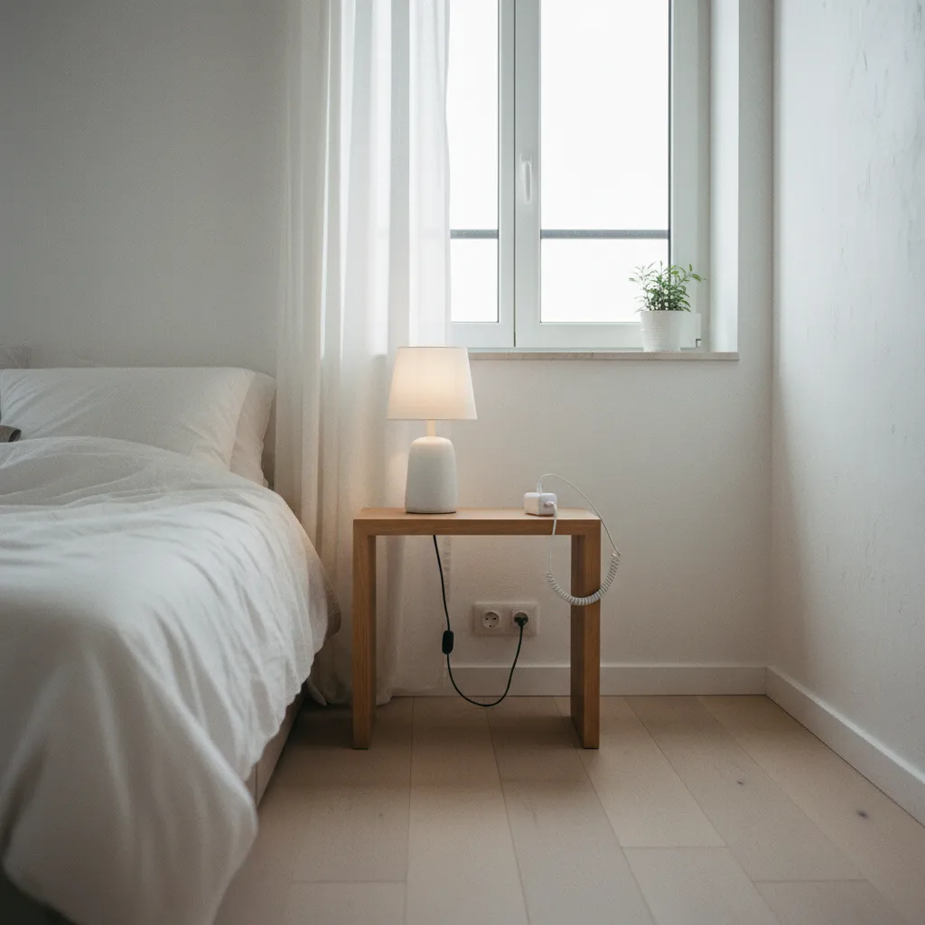 Deux prises de chaque côté du lit évitent les rallonges et les multiprises en cascade