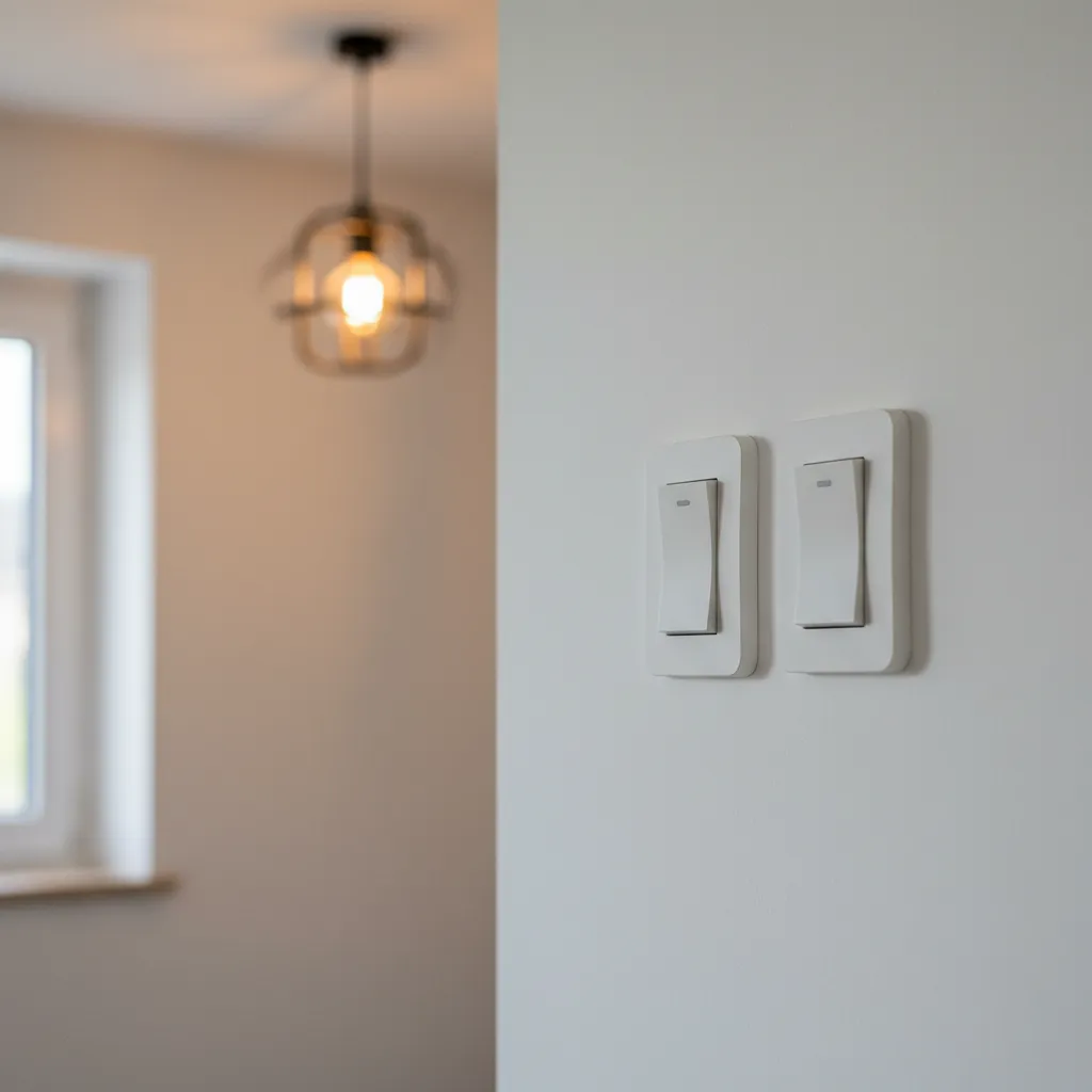 Deux interrupteurs va-et-vient commandant le même luminaire dans un couloir