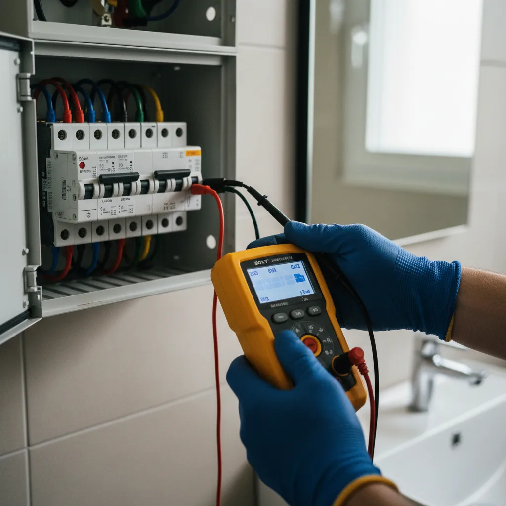 Test du disjoncteur différentiel 30 mA obligatoire pour les circuits de salle de bain