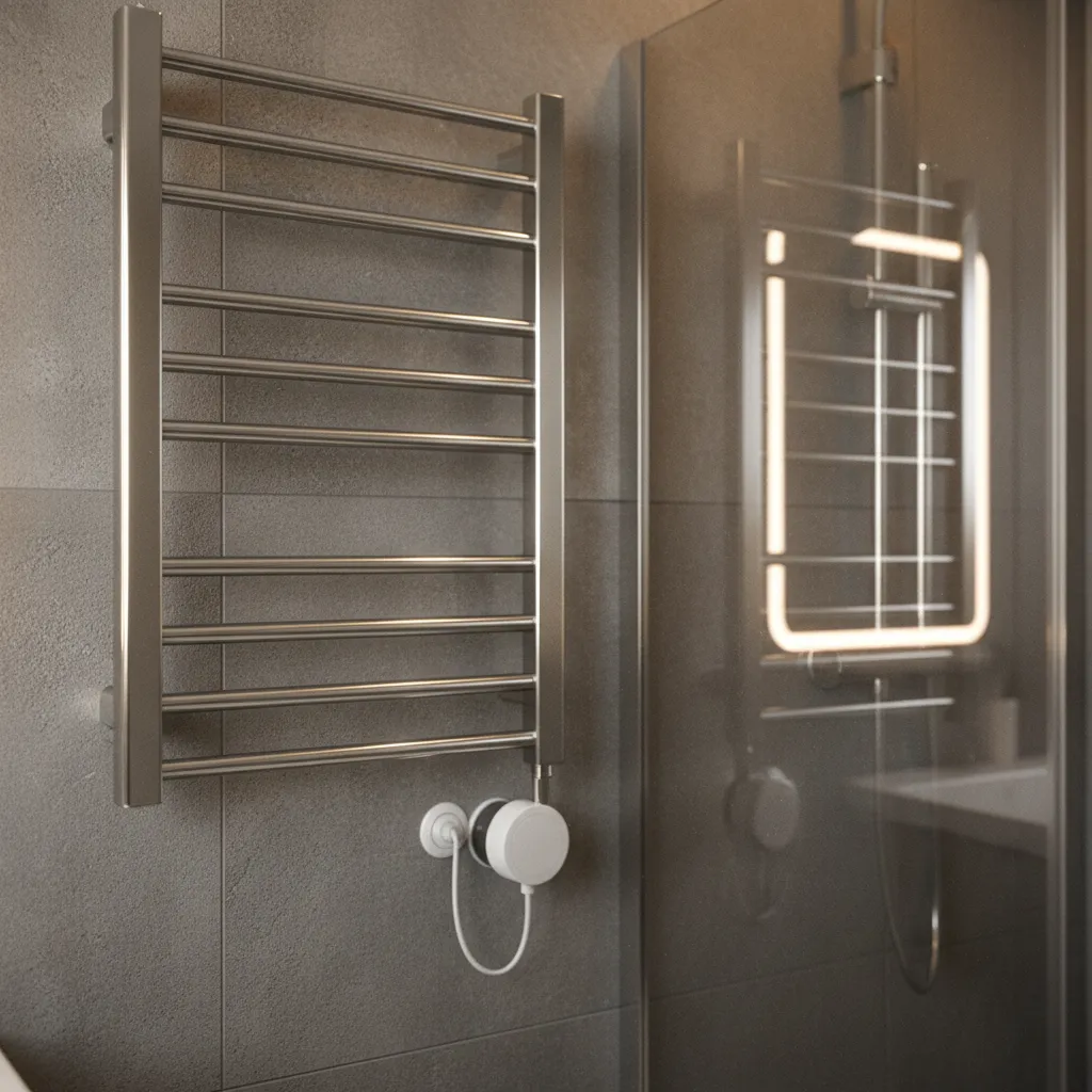 Sèche-serviettes de classe II installé en volume 2, raccordé via sortie de câble