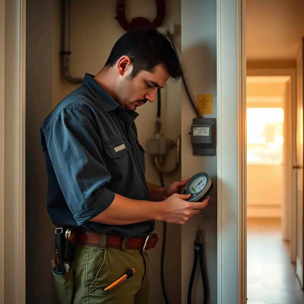 Un électricien vérifie le compteur Linky et le disjoncteur de branchement lors d'un diagnostic