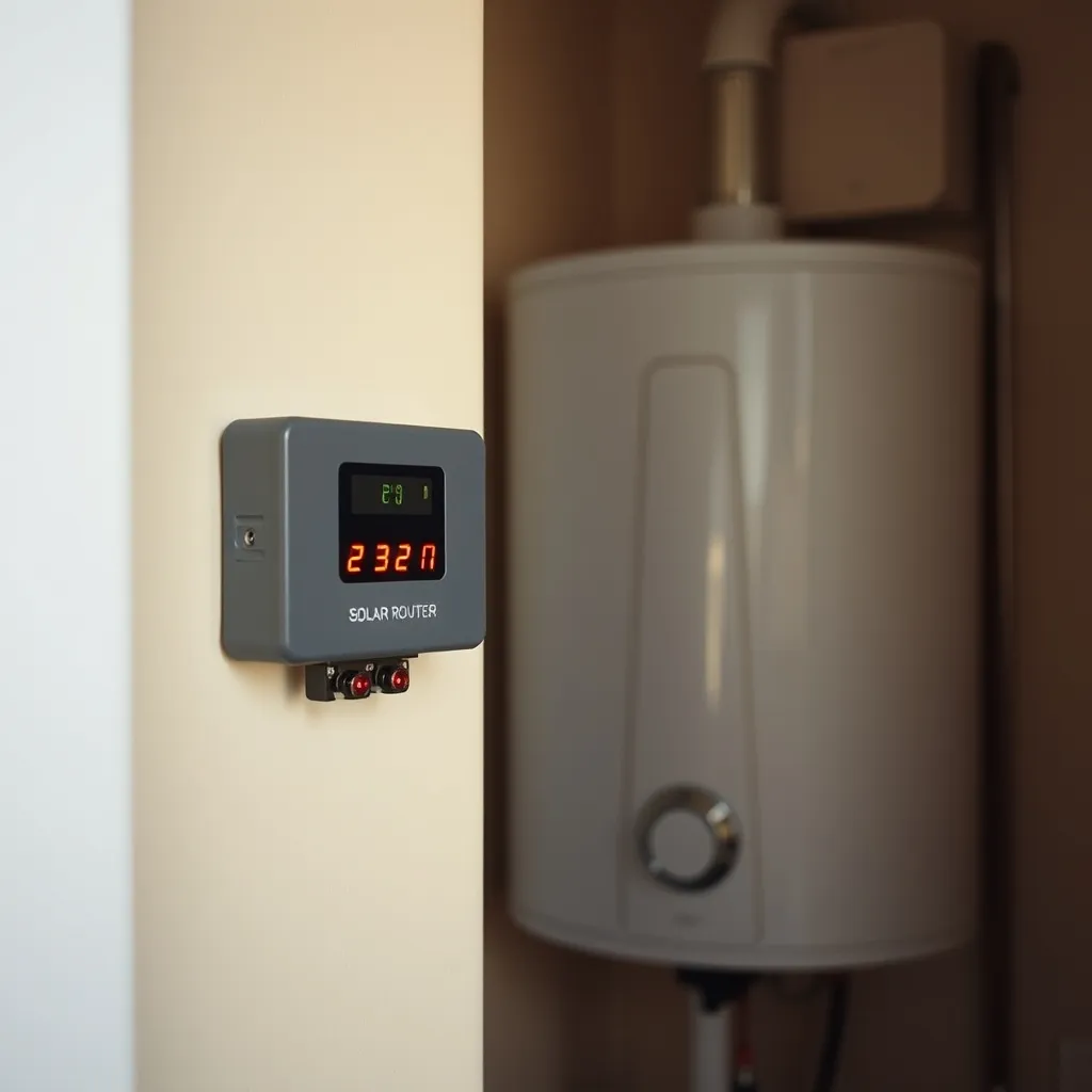 Routeur solaire installé à côté du chauffe-eau pour absorber le surplus de production