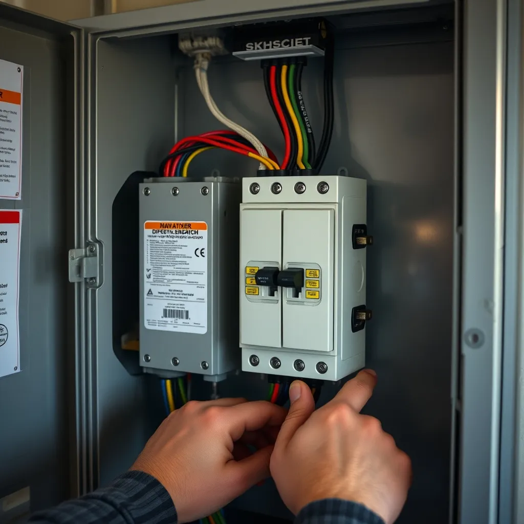 Installation du disjoncteur 40 A et du différentiel type F dédiés à la borne de recharge dans le tableau électrique