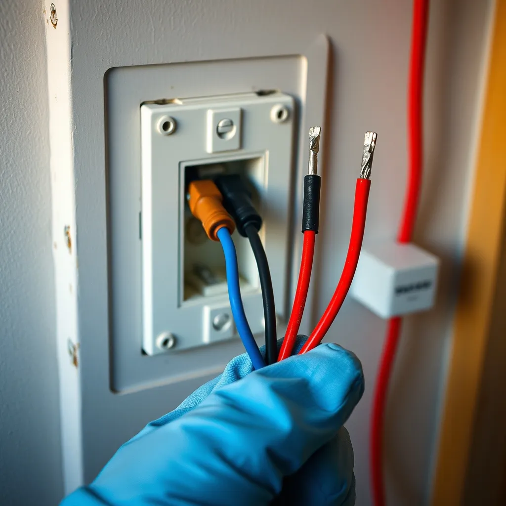 Les trois fils dénudés prêts au raccordement avec des connecteurs Wago 221