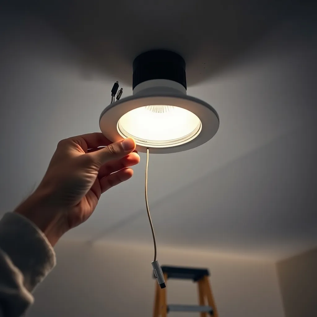 Extraction d'un module LED intégré en tirant doucement pour libérer les ressorts de maintien