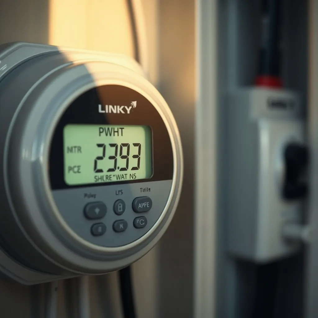 Écran du compteur Linky affichant la puissance soutirée en temps réel