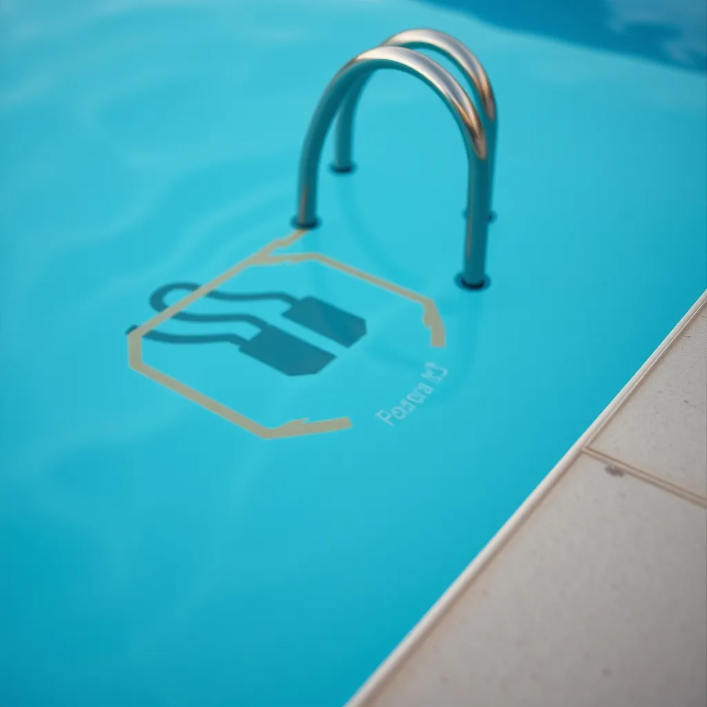 Bord de piscine avec échelle inox et projecteur immergé dans le volume 0
