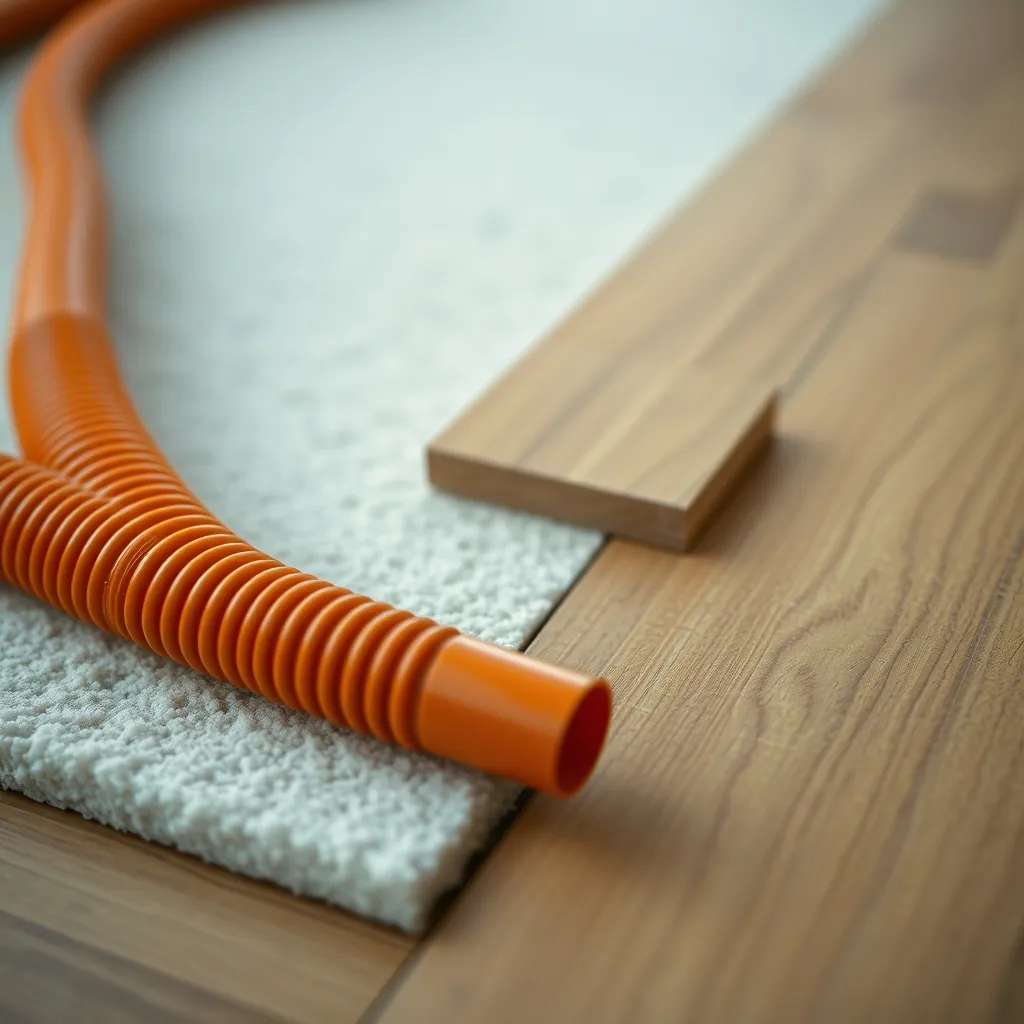 Gaine ICTA posée sur la sous-couche avant repose des lames de parquet flottant