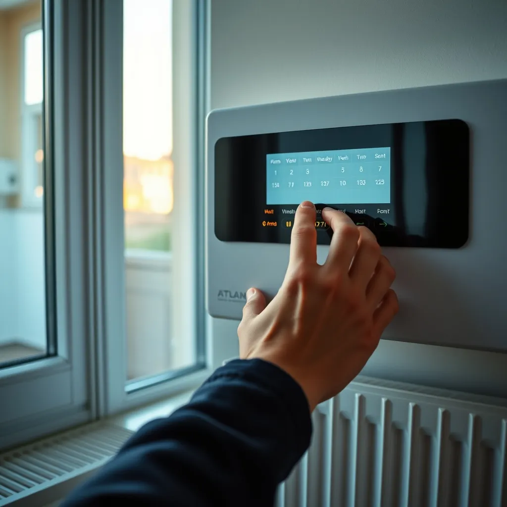 Programmation hebdomadaire sur l'écran tactile d'un radiateur Atlantic Divali