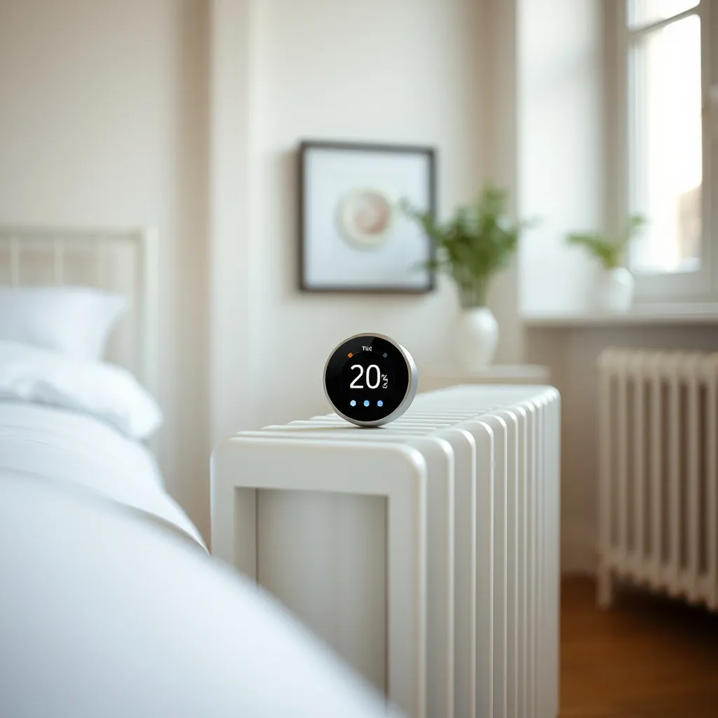 Thermostat numérique d'un radiateur Carrera réglé en mode confort à 20 °C