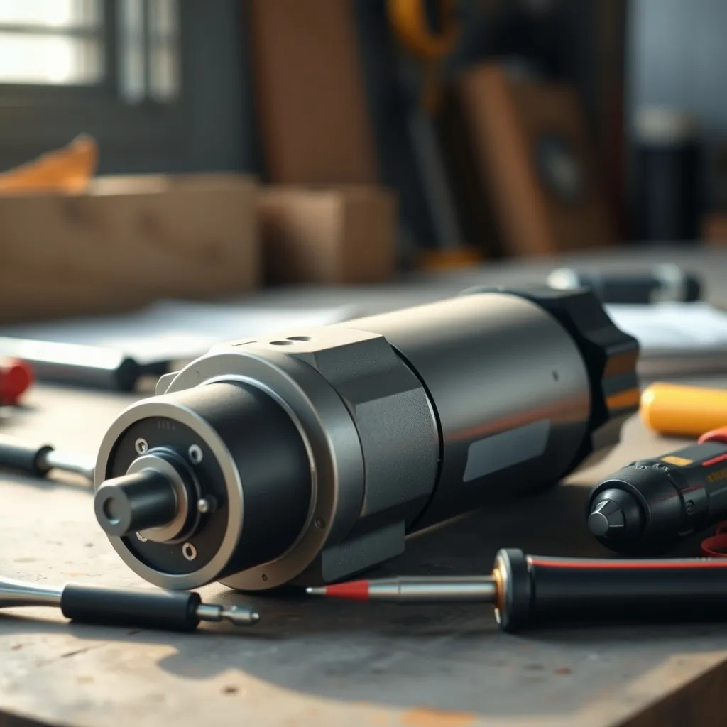 Moteur tubulaire avec ses deux vis de fin de course mécanique visibles en tête