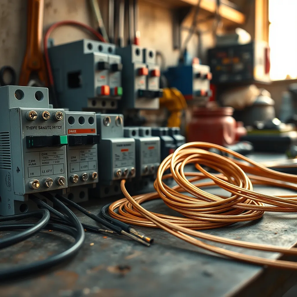 Câbles en cuivre de 2,5 mm² et 6 mm² avec disjoncteurs adaptés à chaque circuit cuisine