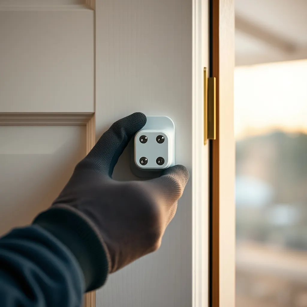 Pose d'un détecteur d'ouverture sans fil sur un dormant de porte