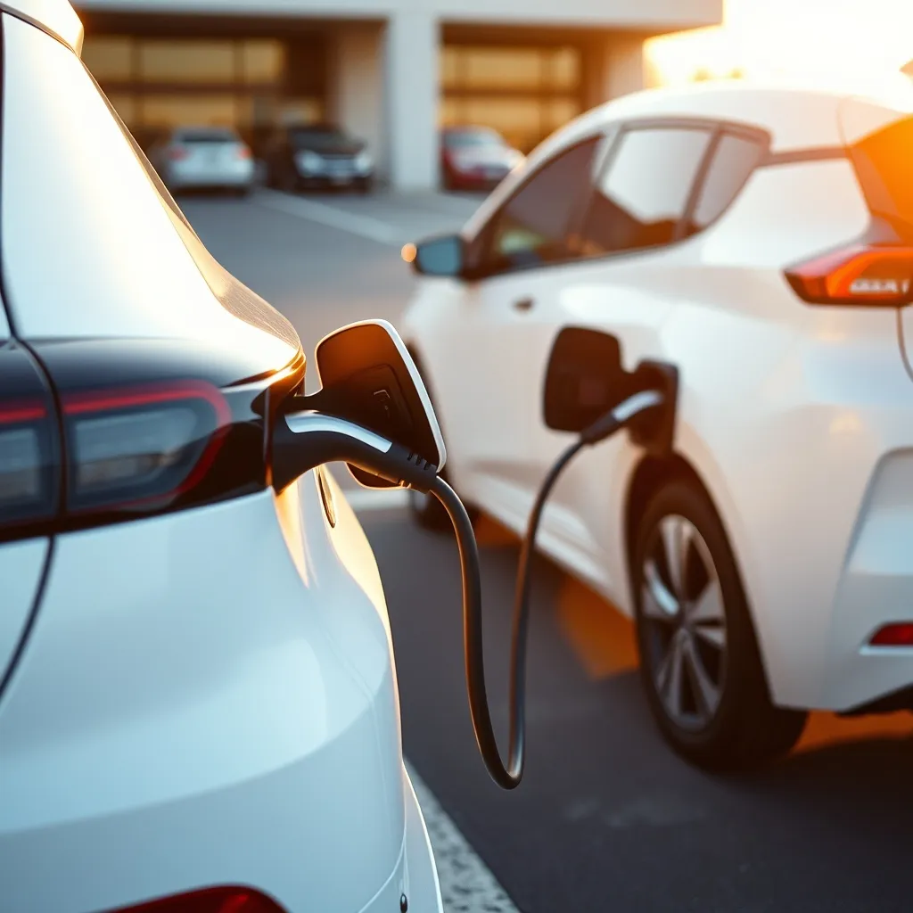 Véhicule électrique branché sur une borne rapide DC avec connecteur CCS Combo 2