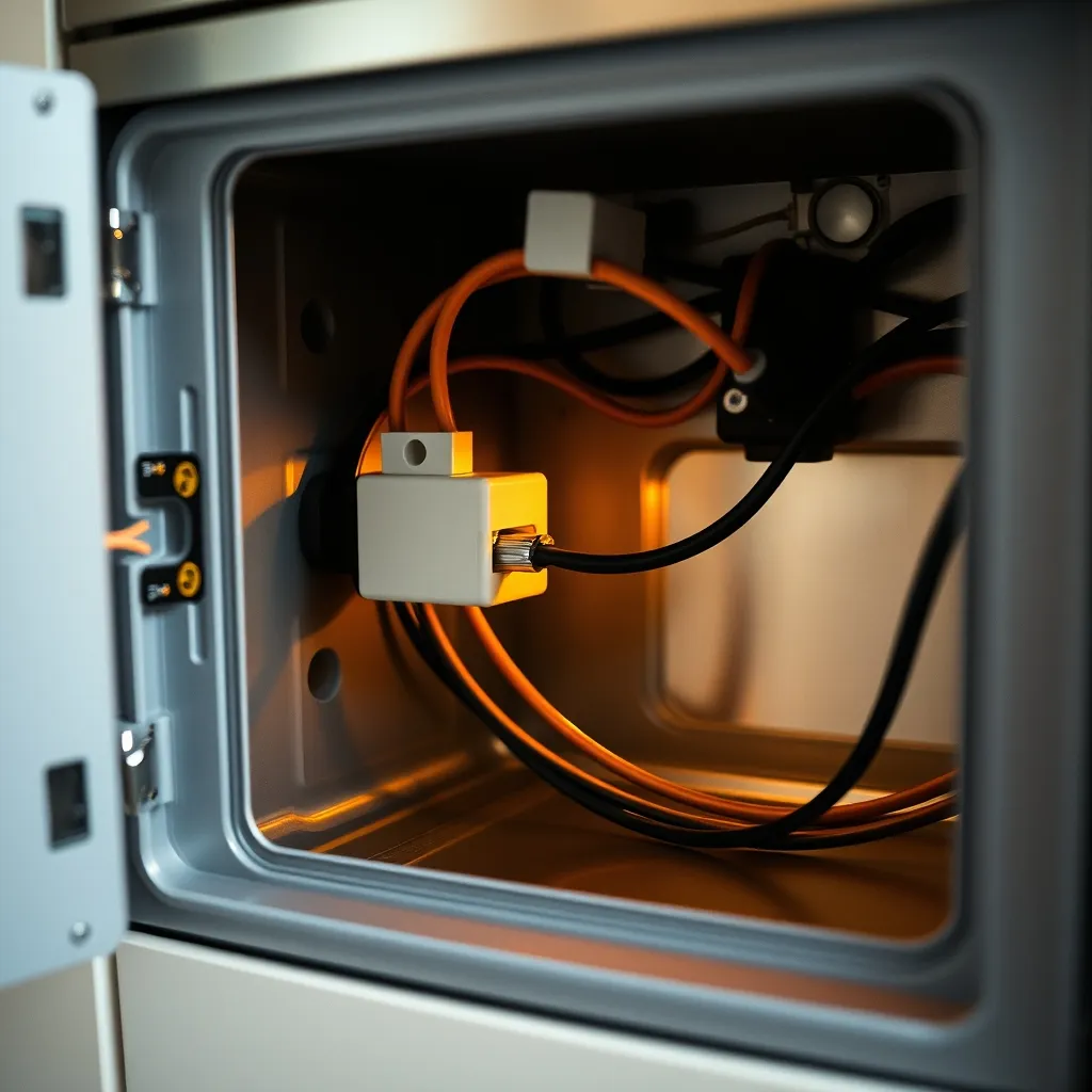 Raccordement du four encastrable avec des bornes Wago dans une boîte de connexion accessible