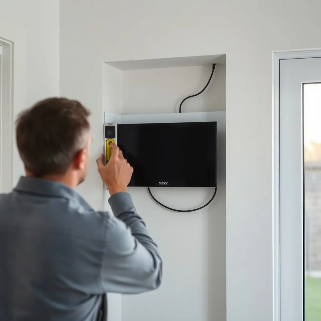 Installation du moniteur intérieur d'un visiophone à hauteur des yeux dans une entrée