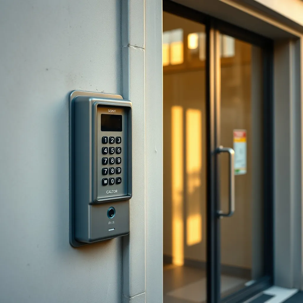 Platine d'interphone collectif à l'entrée d'un immeuble avec plusieurs boutons d'appel
