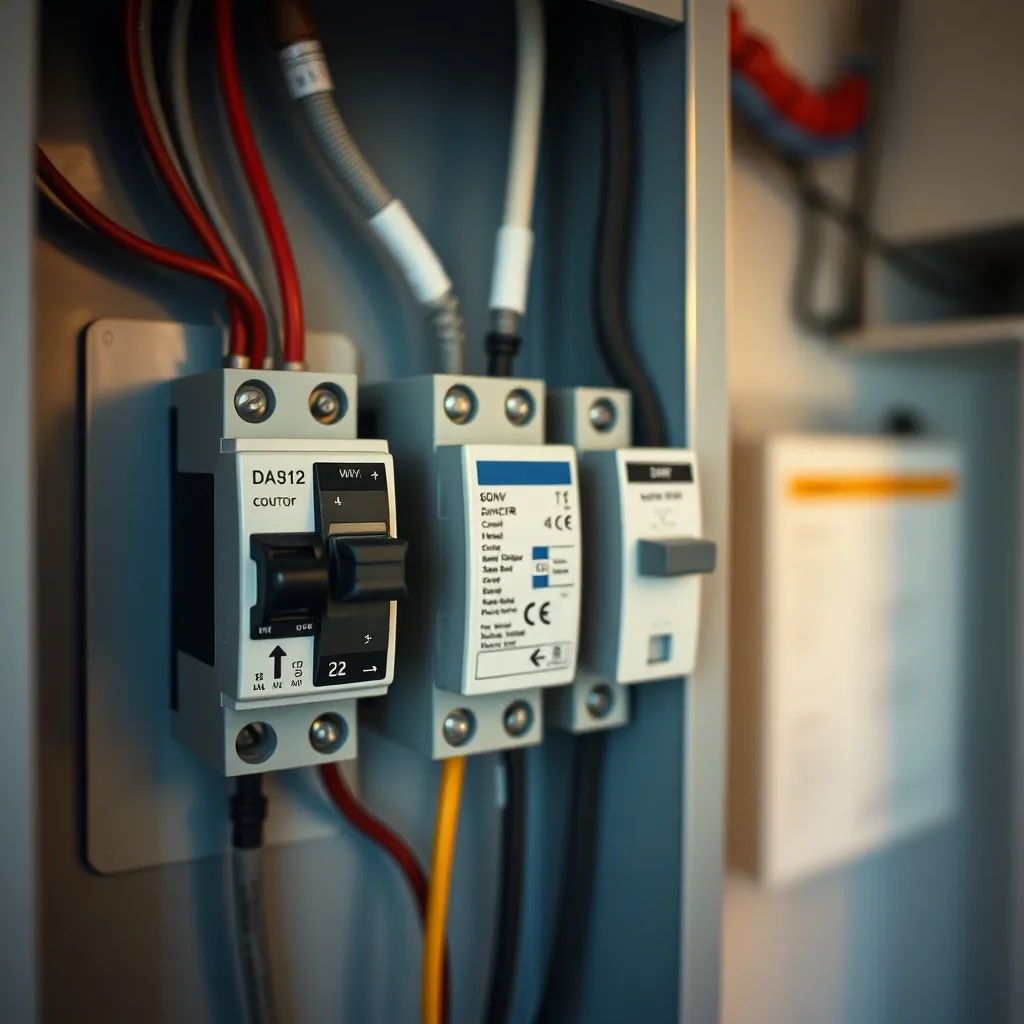 Détail du tableau électrique avec contacteur heures creuses et double disjoncteur pour chauffe-eau