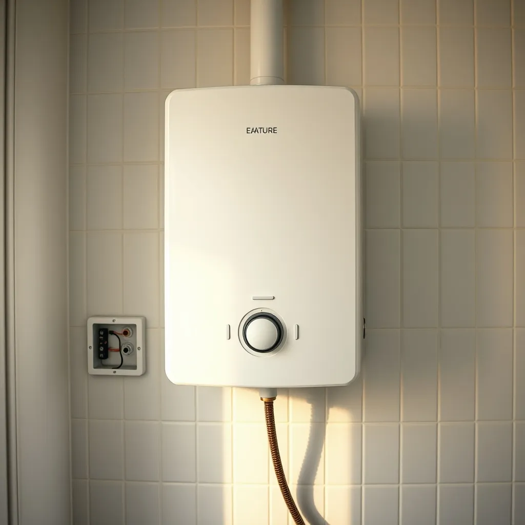 Chauffe-eau mural avec boîte de connexion électrique et fil de terre correctement raccordés