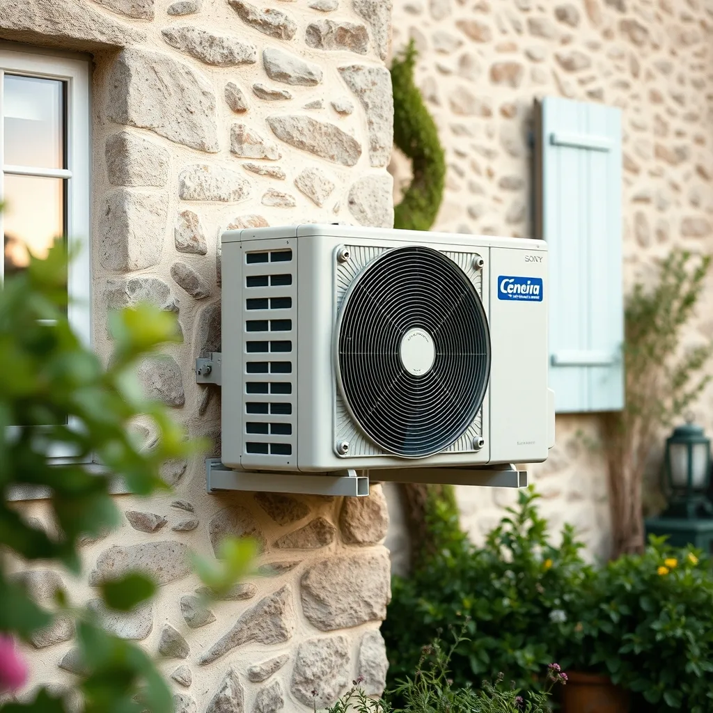 Unité extérieure de climatisation correctement installée avec espace de dégagement suffisant
