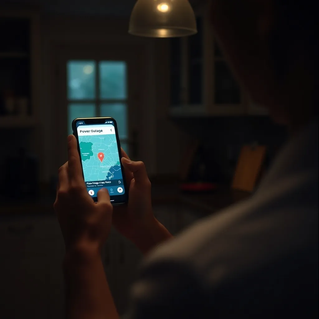 Vérification de la carte des coupures Enedis sur smartphone pendant une panne