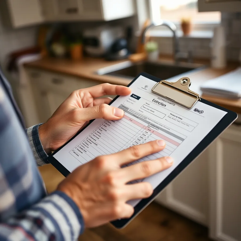 Vérification des postes détaillés d'un devis lors d'une visite technique chez le client