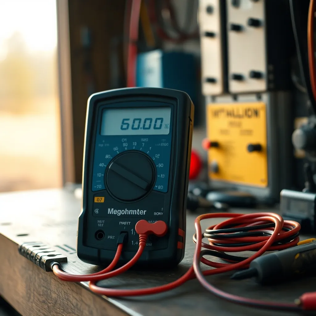 Mégohmmètre professionnel utilisé pour mesurer la résistance d'isolement d'un circuit