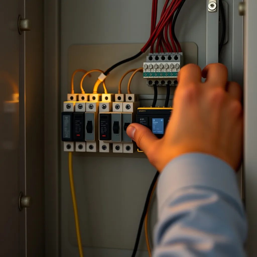 Installation de modules domotiques Zigbee sur rail DIN dans un tableau résidentiel