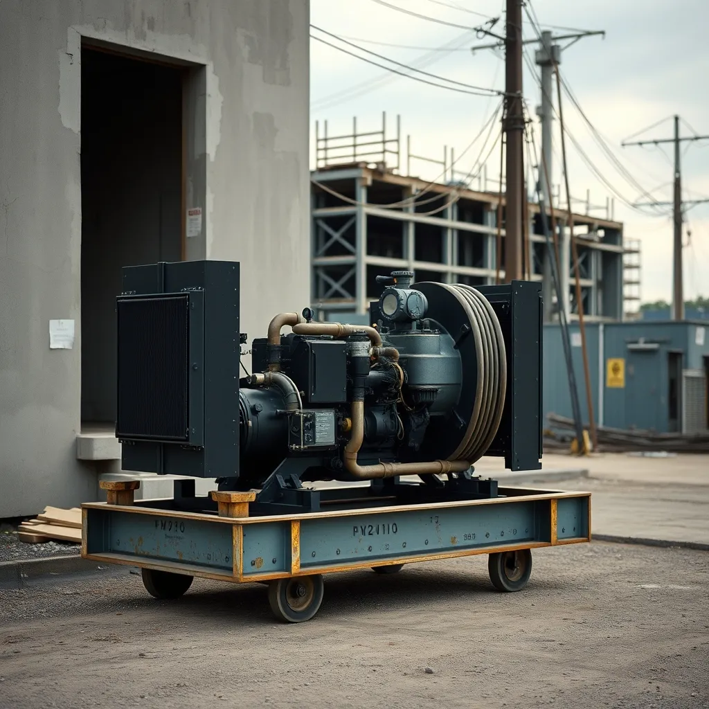 Groupe électrogène diesel sur skid pour chantier de rénovation de bâtiment