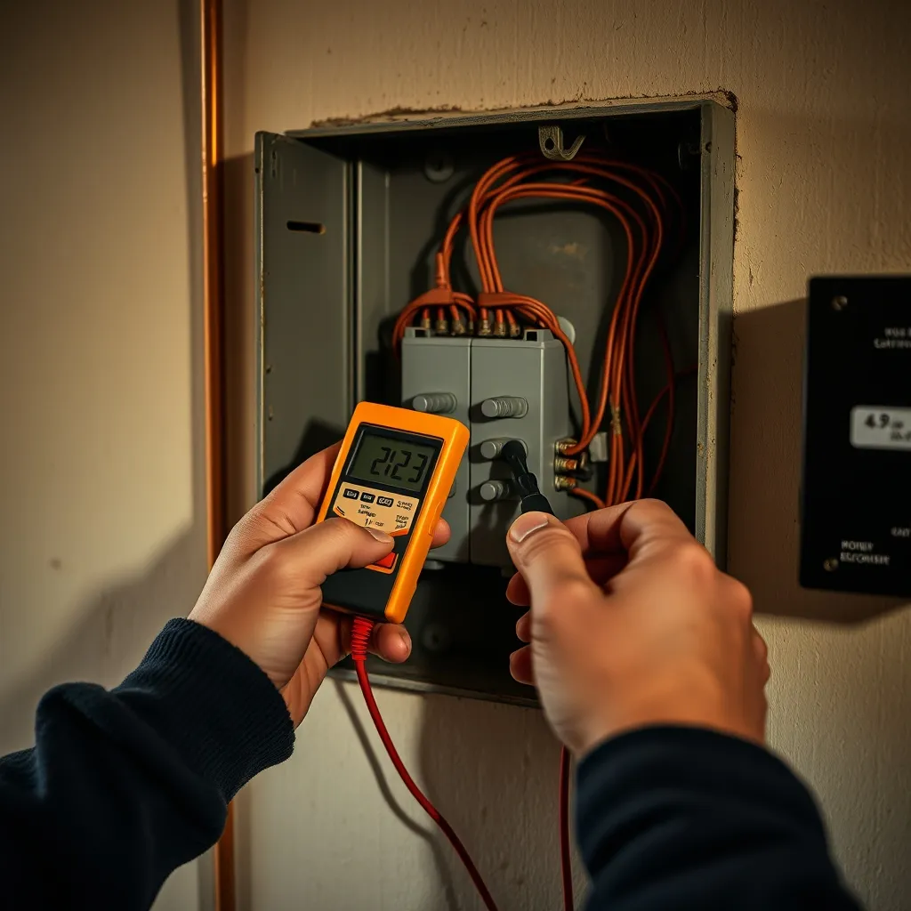 Vérification de l'absence de tension au VAT avant de toucher les connexions d'un interrupteur