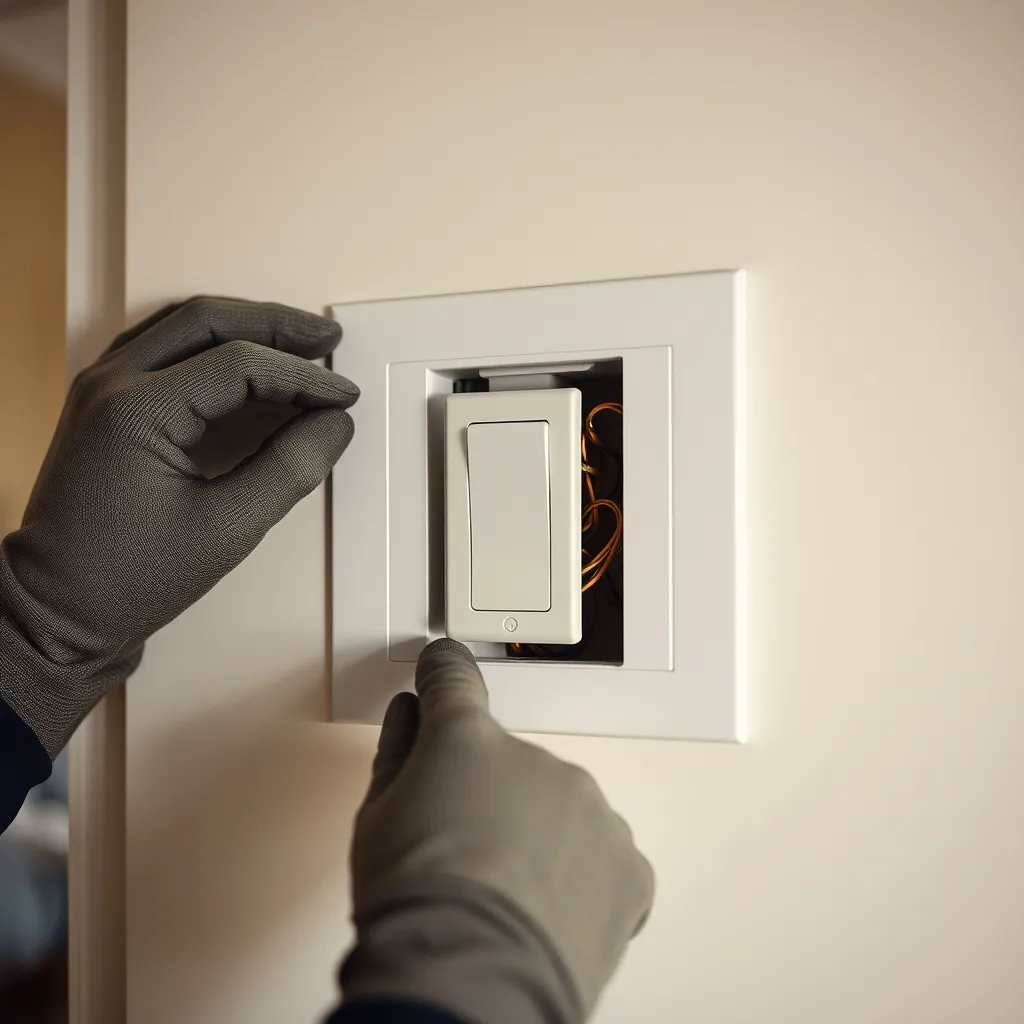 Pose d'un interrupteur neuf dans un boîtier d'encastrement en bon état