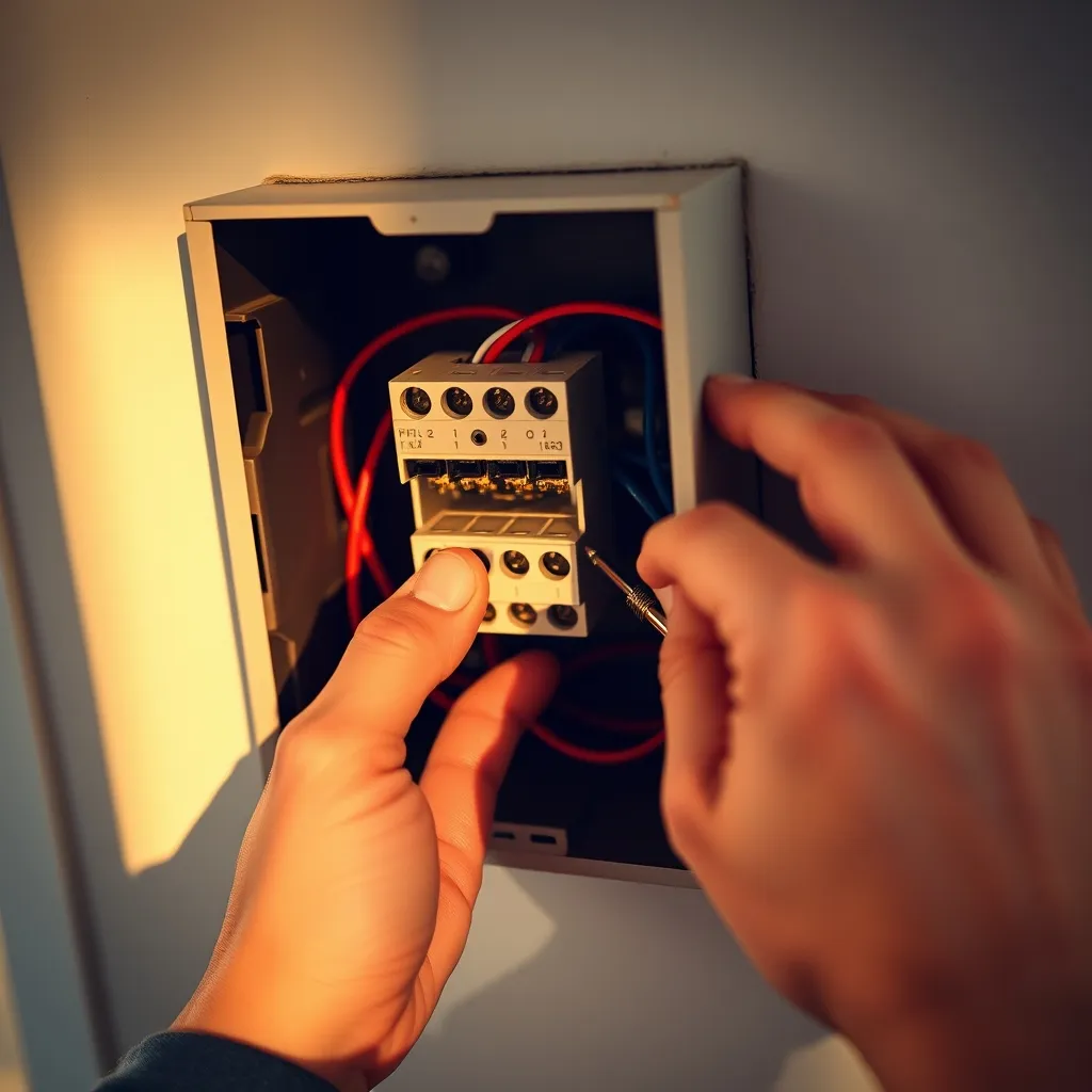 Raccordement des fils sur le bornier d'un interphone Comelit Simplebus2