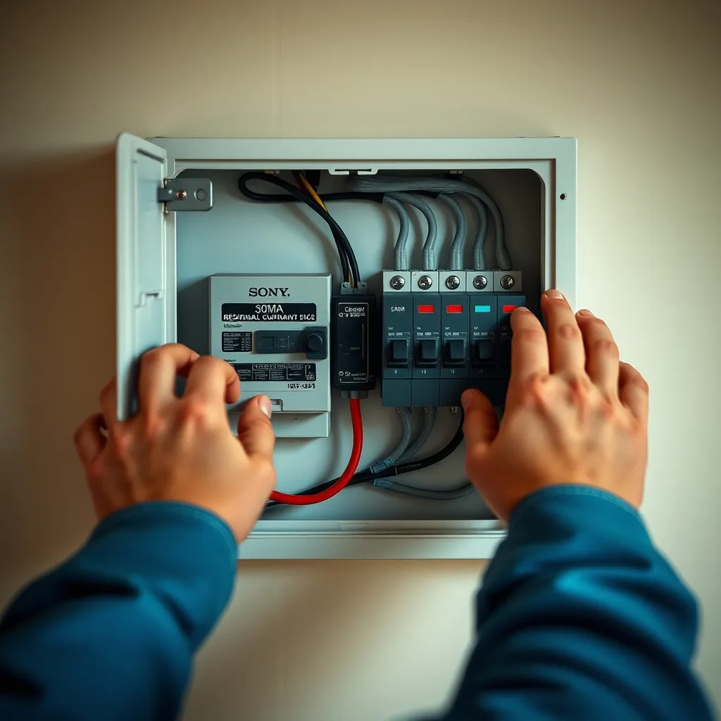 Tableau électrique avec interrupteur différentiel 30 mA dédié à la salle de bain