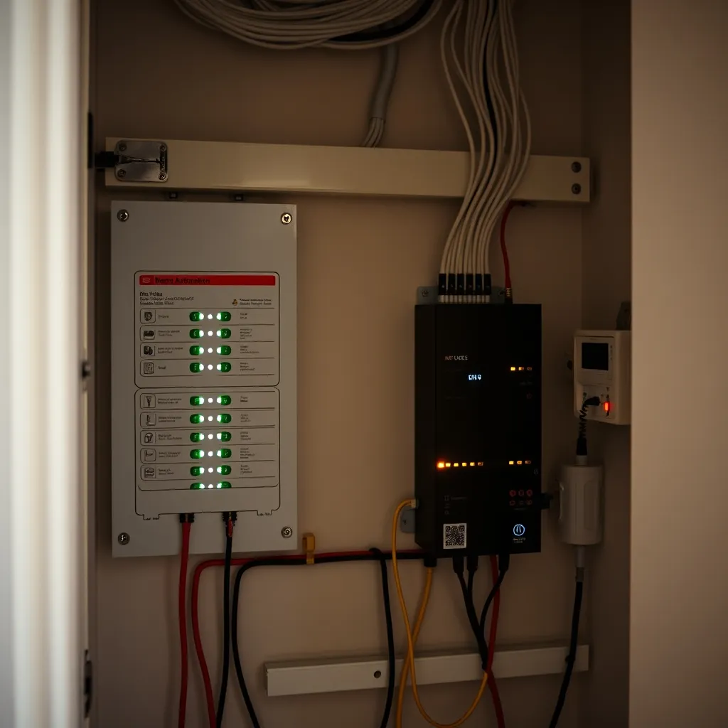 Tableau électrique moderne intégrant des modules domotiques sur rail DIN