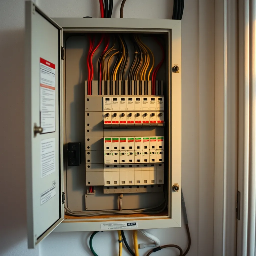 Tableau électrique avec disjoncteurs divisionnaires protégeant les circuits de prises