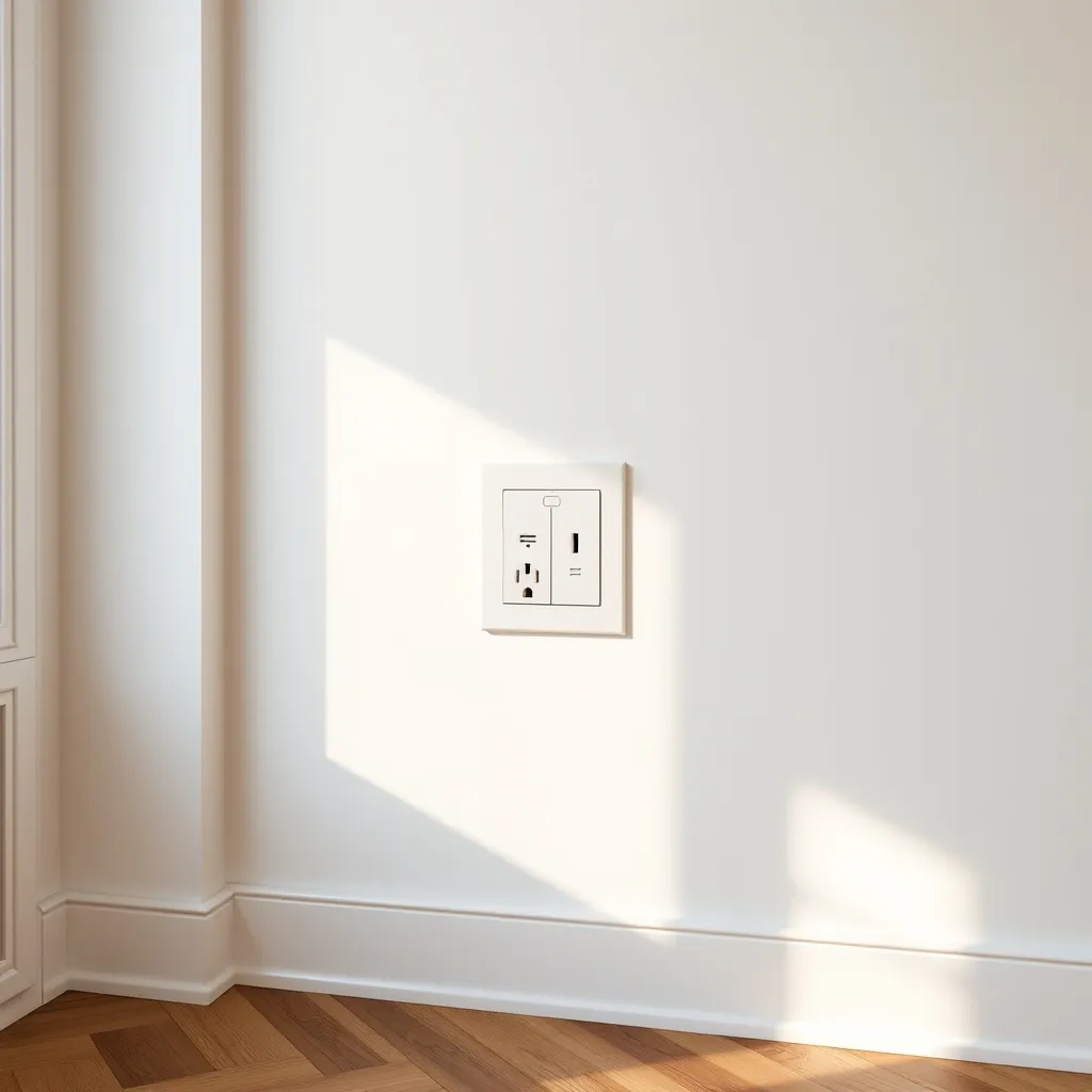 Double prise encastrée conforme NF C 15-100 posée dans un appartement rénové