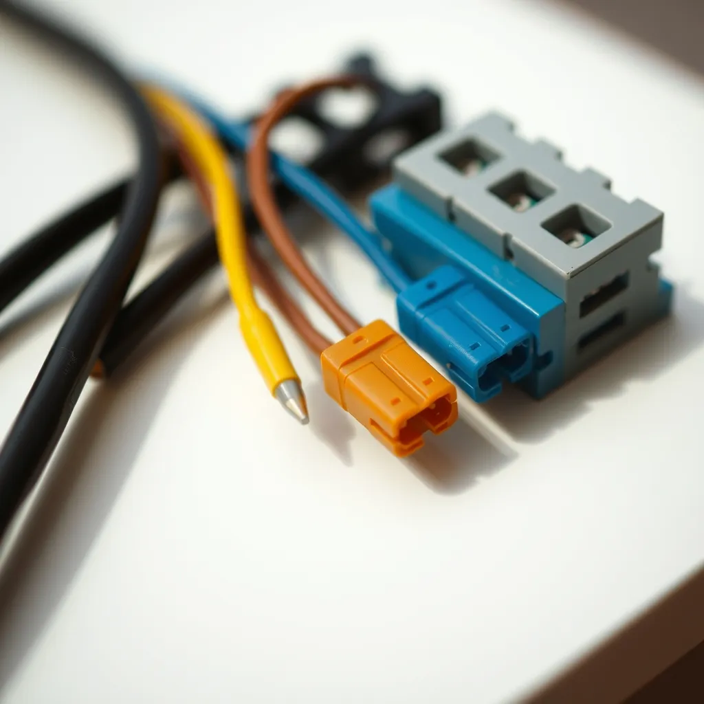 Les quatre fils d'un moteur de volet roulant filaire prêts à être raccordés
