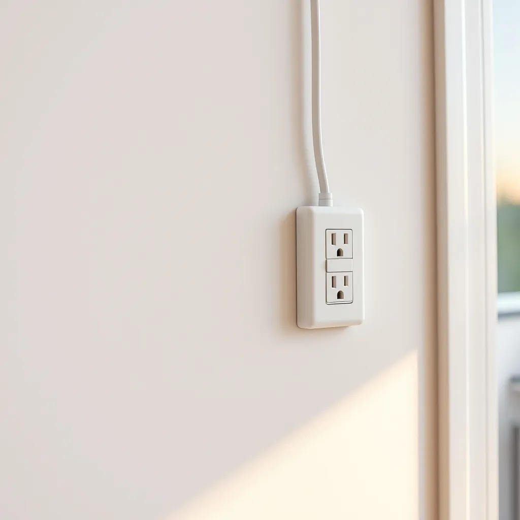 Installation d'une prise en saillie avec cheminement en moulure, sans percer le mur
