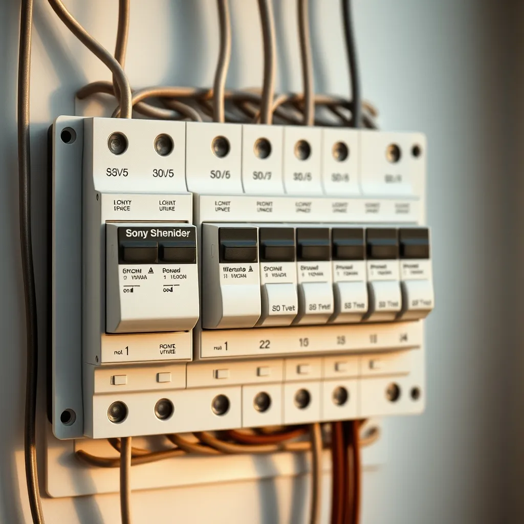 Tableau électrique résidentiel avec disjoncteurs et interrupteurs différentiels conformes