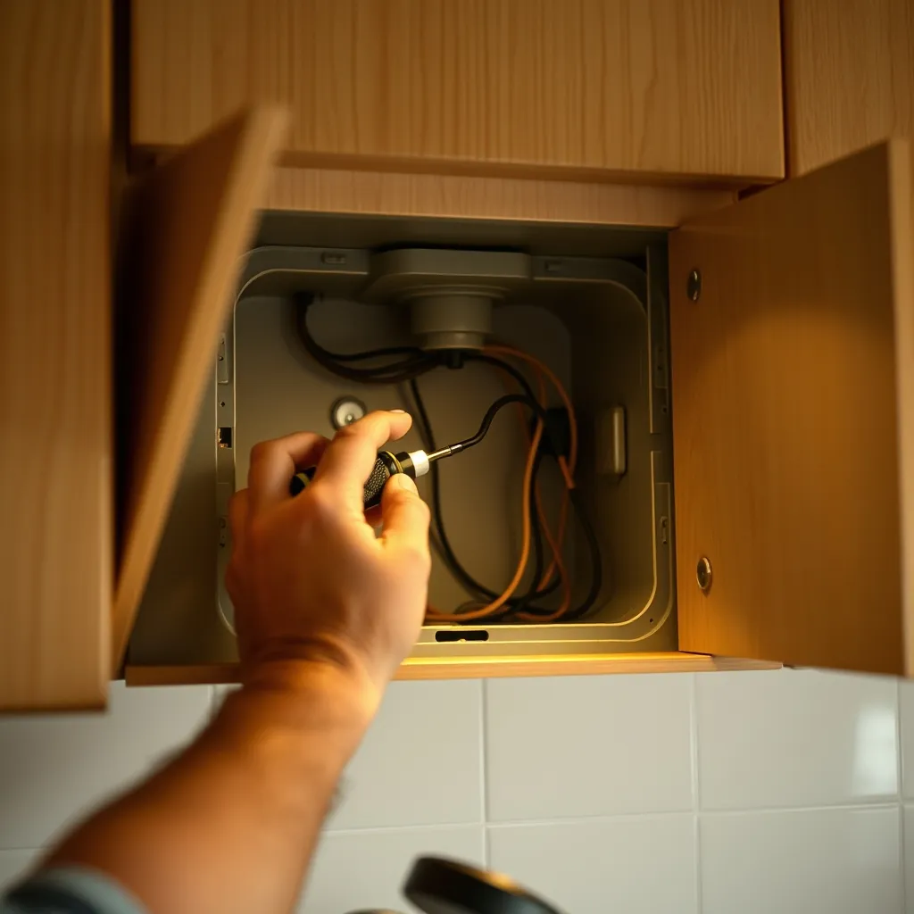 Installation d'une boîte de connexion pour le raccordement électrique de la hotte
