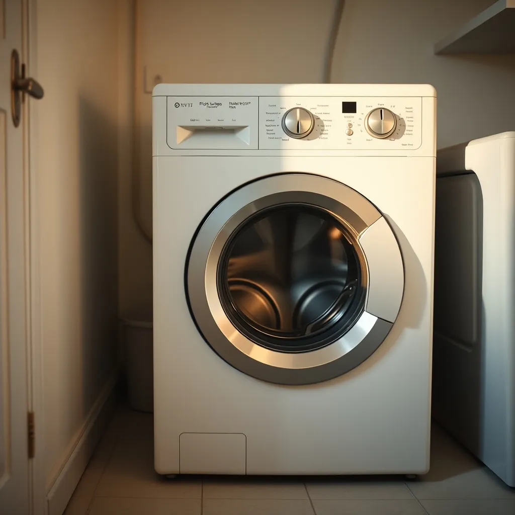 Lave-linge branché sur sa prise dédiée accessible, conforme à la norme NF C 15-100
