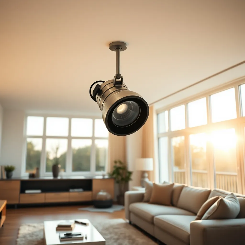 Installation de spots LED encastrés avec prise DCL au plafond dans un séjour rénové