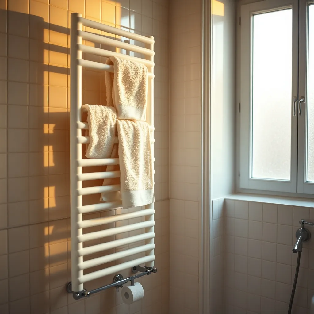 Sèche-serviette électrique installé en salle de bain selon les volumes de sécurité